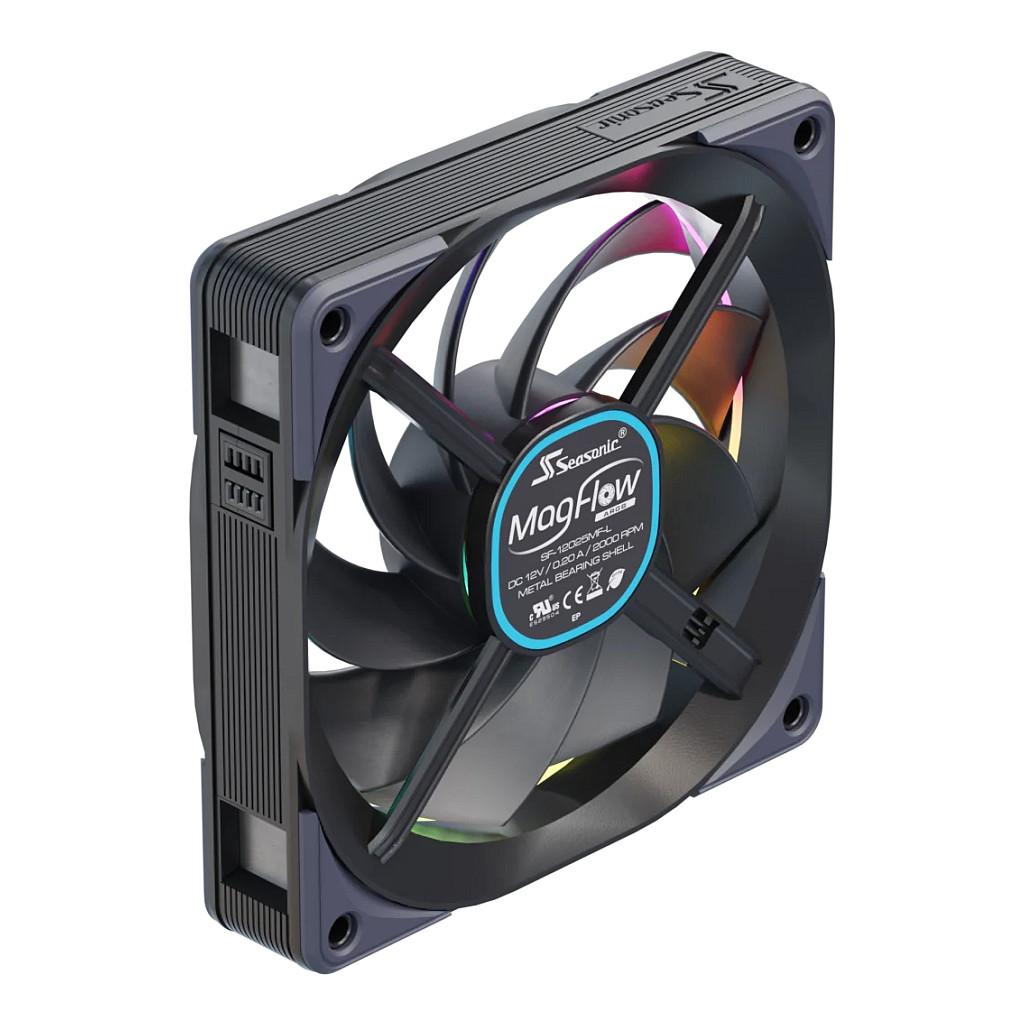 Ftohës për Kasë Seasonic MagFlow / 120mm / 2000 RPM / PWM / ARGB / 3-Pack – Zezë - 6