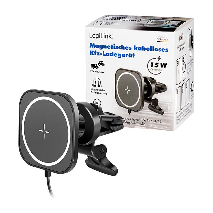 Adapter telefoni pĂ«r veturĂ« LogiLink PA0329 / Wireless Charging / Magnetic / 360° / 15W â ZezĂ« - 10