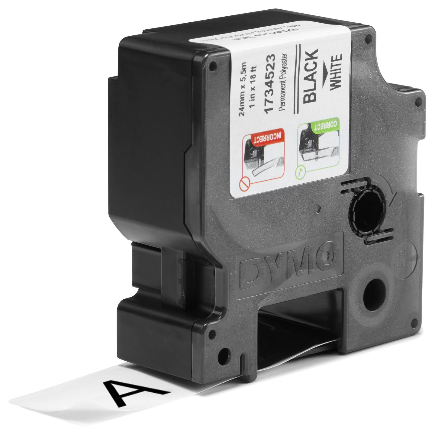 Shirit për Printer DYMO Rhino 1734523 / Permanent Polyester / 24 mm × 5.5 m / Tekst i Zi - Bardhë - 4