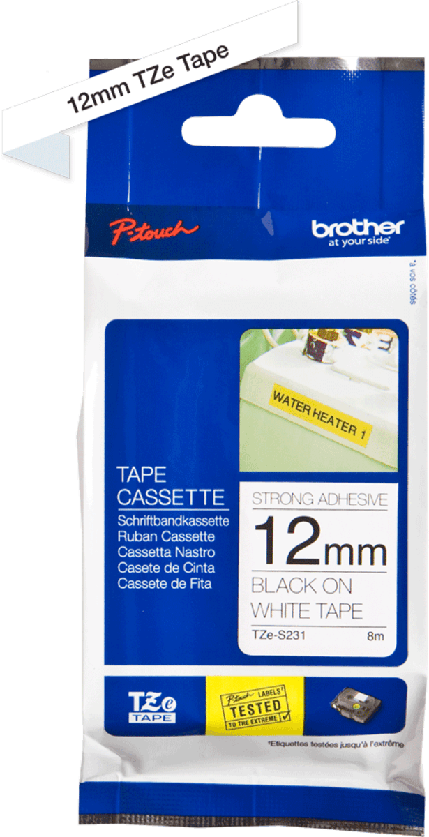 Shirit për Printer 3D Brother Colour Ribbon TZE-S231 / TZES231 - Zezë mbi Bardhë