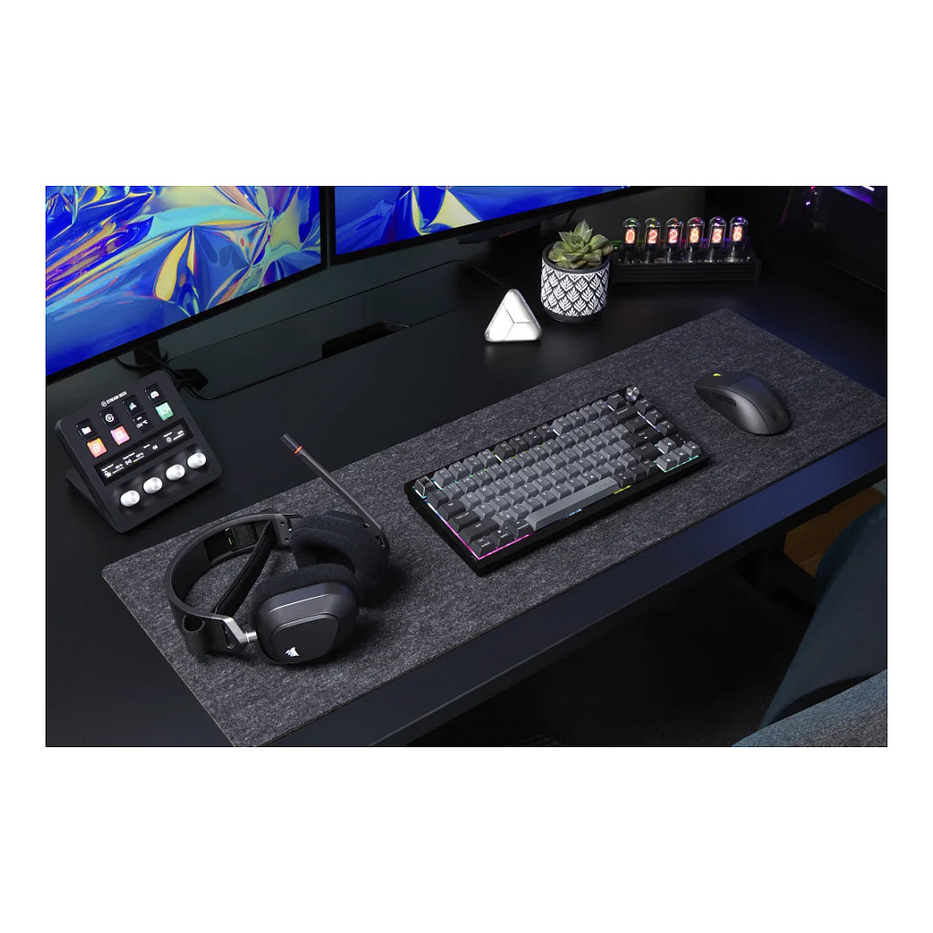 Tastierë Gaming CORSAIR K65 Plus Wireless / Mechanical / 75% / MLX Red / RGB / QWERTZ DE / 2.4GHz / Bluetooth / USB - Zezë/Hiri - 8