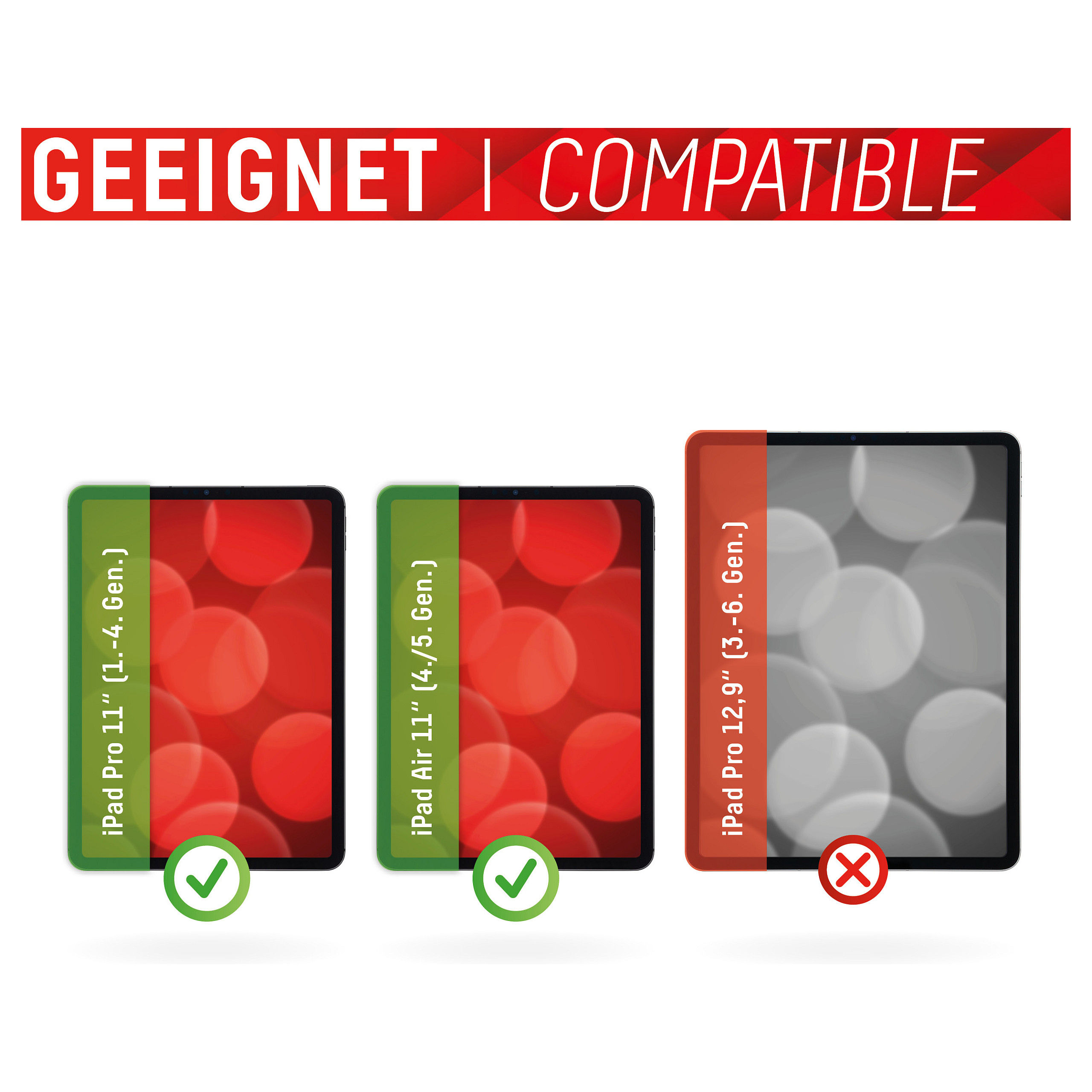 Mbrojtëse për ekran tablet DISPLEX 01534 / iPad Pro 11" (Gen 1–4) / iPad Air (Gen 4–5) / Xham Hybrid 9H - Transparent - 6