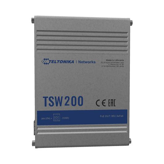 Switch Industrial Teltonika TSW200, 8x Gigabit Ethernet RJ45 PoE+, 2x SFP, PoE 240W, 20Gbps, IP30 - Hiri - 3
