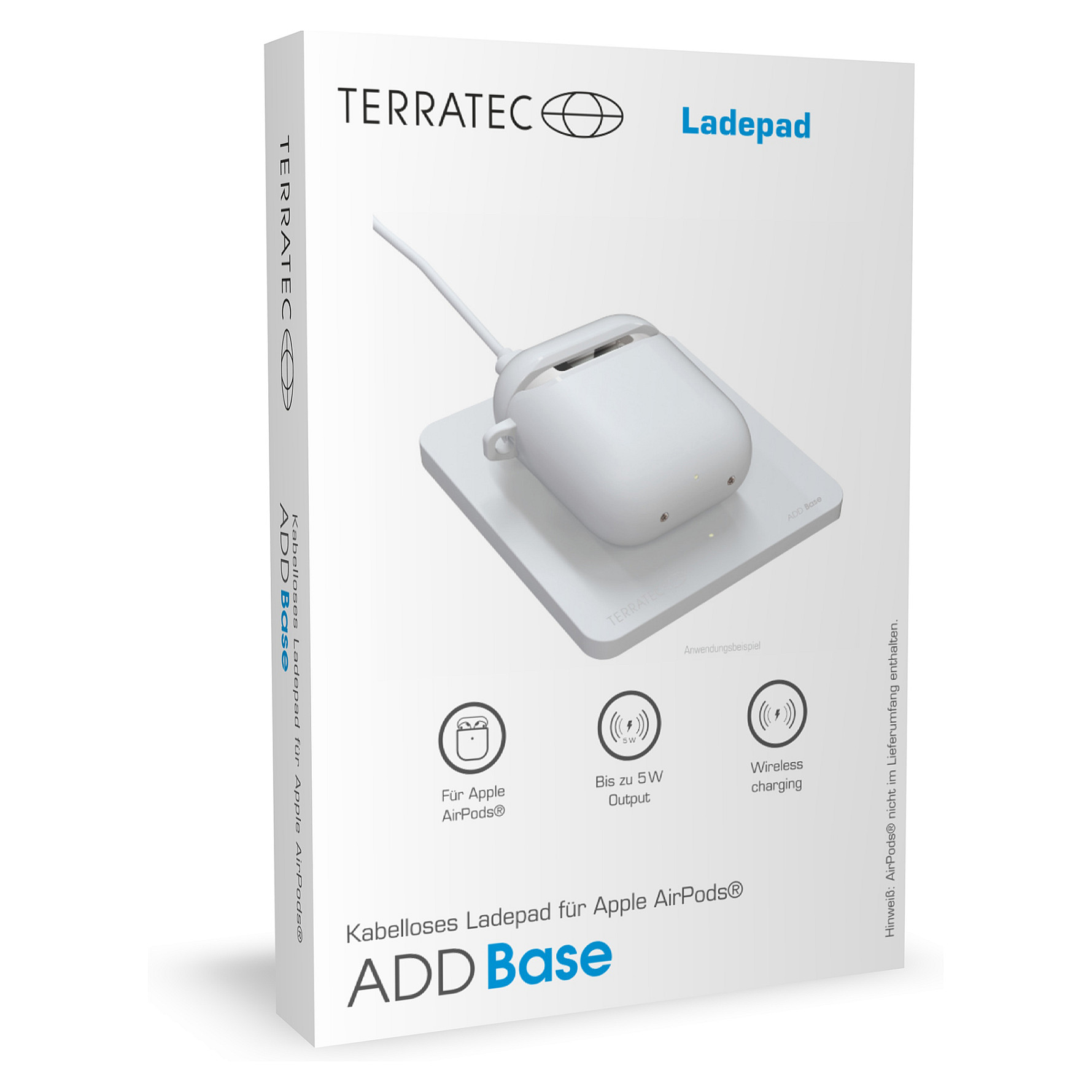 Karikues TerraTec ADD Base / Wireless 5W / Apple AirPods – Bardhë - 2