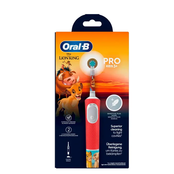 Furçë dhëmbësh elektrike për fëmijë Oral-B Vitality Pro 103 Kids König der Löwen / 2 Mode / Sensitive+ / 3+ Vjeç / 4 Stikerë – Kuqe - 2