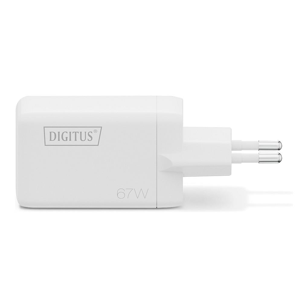 Adapter Digitus DA-10303 / 67W / GaN / 2x USB-C + 1x USB-A / Fast Charging - Bardhë - 8