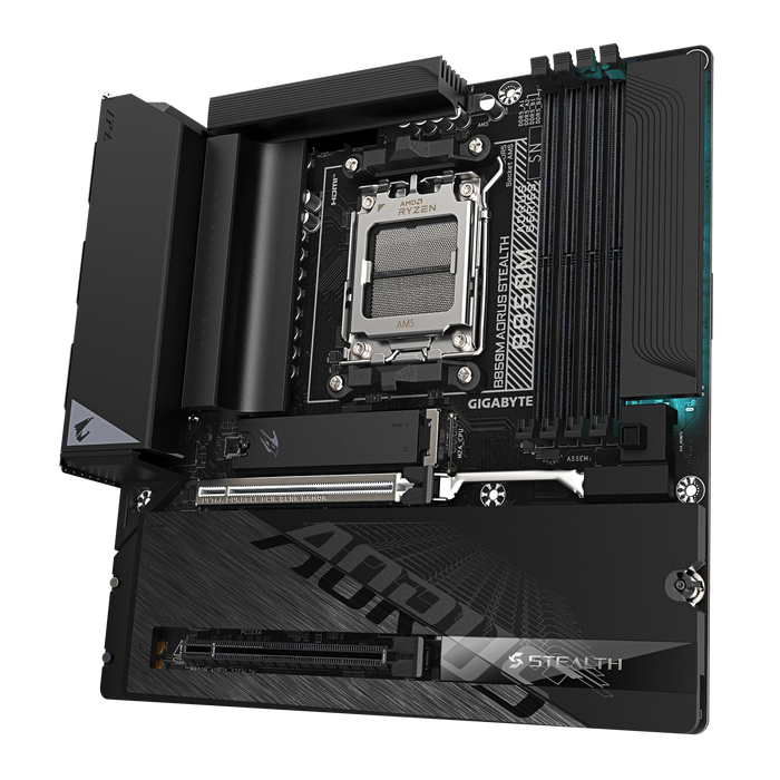 Pllakë Amë Gigabyte B850M AORUS STEALTH / AMD AM5 / B850 / DDR5 / Micro-ATX / Wi-Fi 7 / 5GbE LAN - 2
