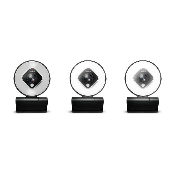 Webcam LogiLink UA0384 / Full HD 1080p / 76° / Autofokus / 5× Zoom Digjital / 2 Mikrofona / Ringlicht / Stativ - Zezë - 5