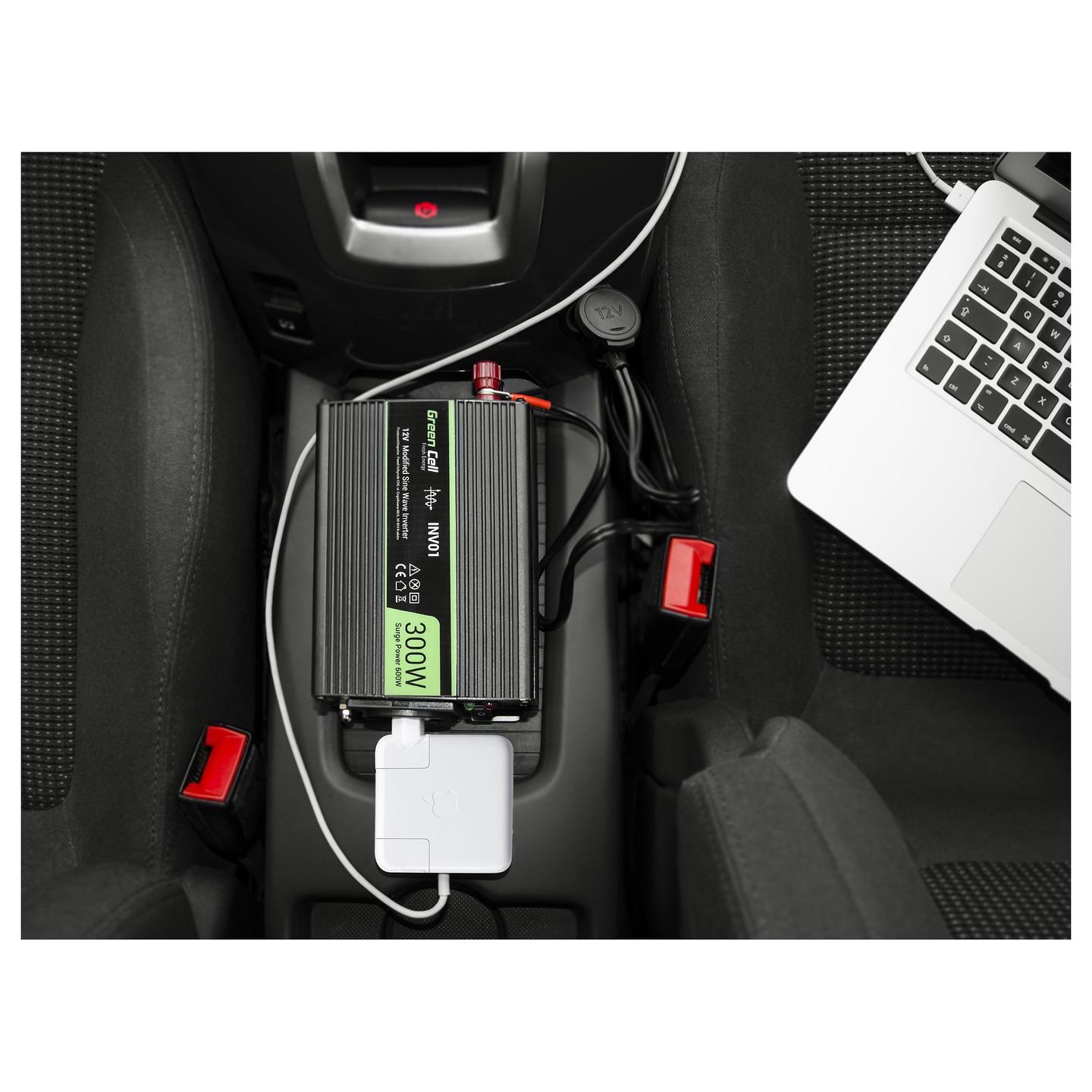 Inverter Green Cell INV06, 12 V DC në 230 V AC, 150 W / 300 W – Zezë - 3
