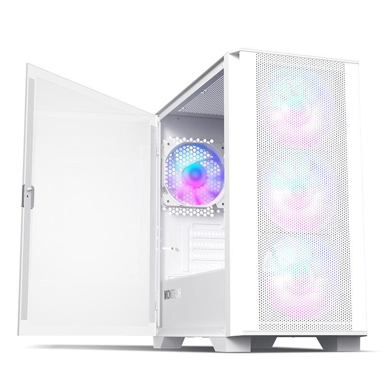 Kasë PC Montech AIR 100 ARGB / Mini Tower / Micro-ATX / 4x 120mm ARGB Fan / Tempered Glass – Bardhë - 4
