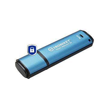 USB Flash Drive Kingston IronKey Vault Privacy 50 / IKVP50/16GB / 16GB / USB 3.2 Gen 1 / 250MB/s / 180MB/s / AES-XTS 256-bit / FIPS 197 - Blu/Zezë - 2