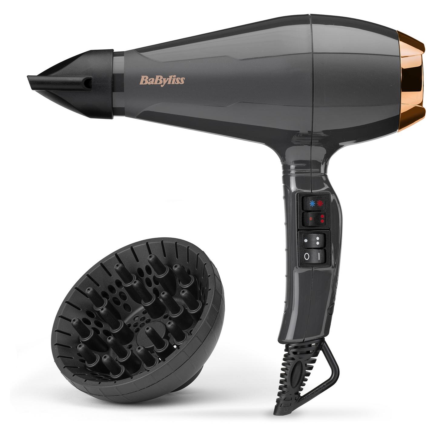 Tharëse për Flokë BaByliss 6719DE Air Pro 2200, 2200W, Motor AC, 2 Shpejtësi, 3 Temperatura, Jonizues, Difuzor - Zezë, Ari - 4