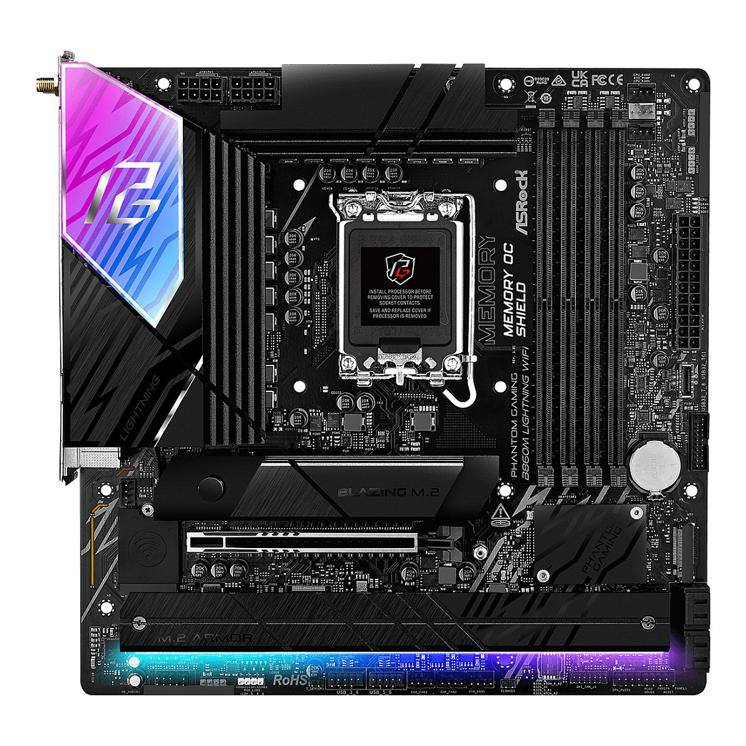 Pllakë Amë ASRock B860M Lightning WiFi / Intel LGA1851 / B860 / DDR5 / Micro-ATX / Wi-Fi 6E / 2.5GbE LAN - 2