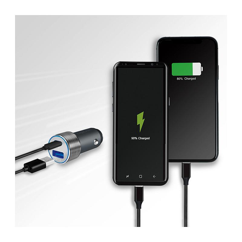 Adapter telefoni për veturë LogiLink PA0252, 1x USB-C PD, 1x USB-A QC 3.0, 36W - Argjend - 6