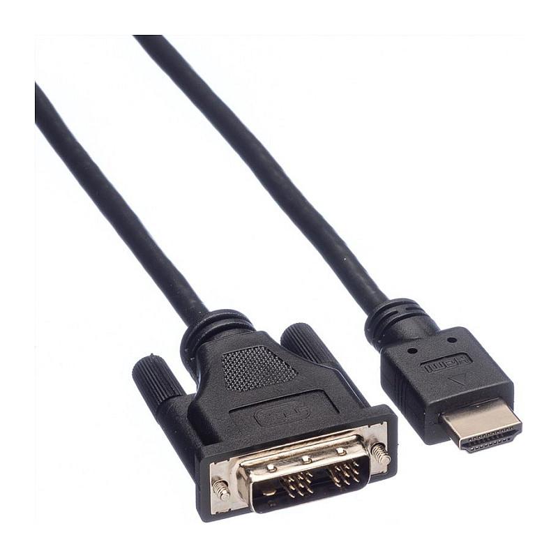 Kabllo HDMI në DVI-D ROLINE 11.04.5516 / HDMI në DVI-D / 1.5m / Full HD / 1920 x 1080 @60Hz - Zezë - 2