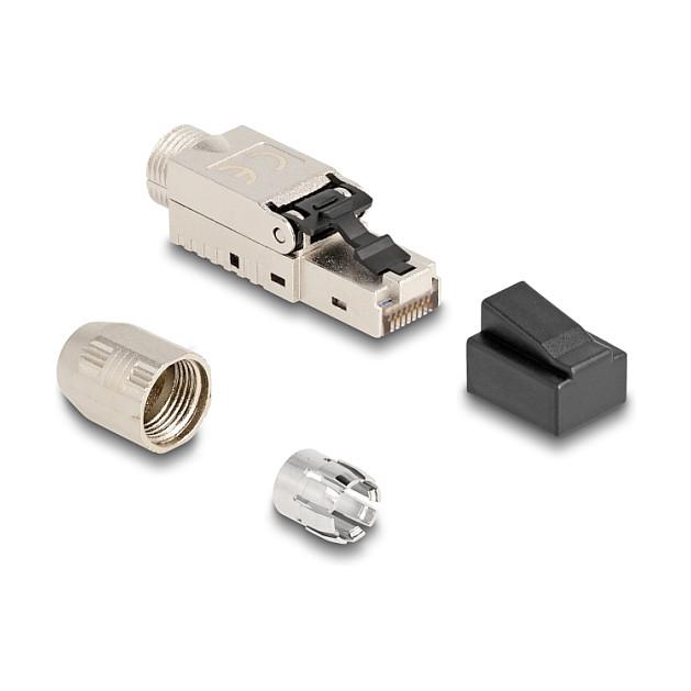 Konektor për Rrjet DeLOCK 87988 / Cat 6A / RJ-45 Mashkull → LSA / Montim pa mjete - Argjend