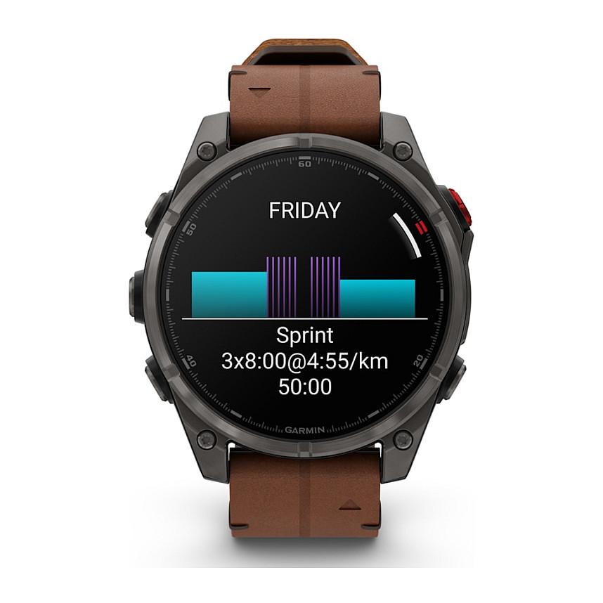 Orë e Mençur Garmin fēnix 8 Pro, 47mm, AMOLED, Sapphire, GPS, LTE, Rrip Lëkure - Kafe - 9