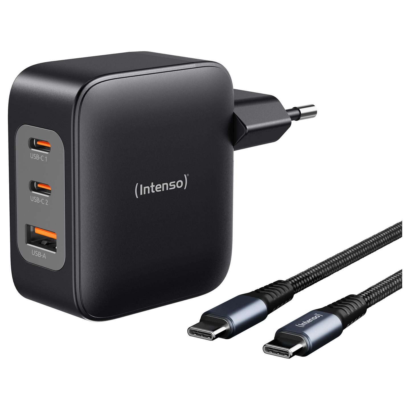 Kabllo & Adapter Intenso W100ACC+C520C / GaN / 100W / 2x USB-C / USB-A / USB-C në USB-C / 2m - Zezë - 8