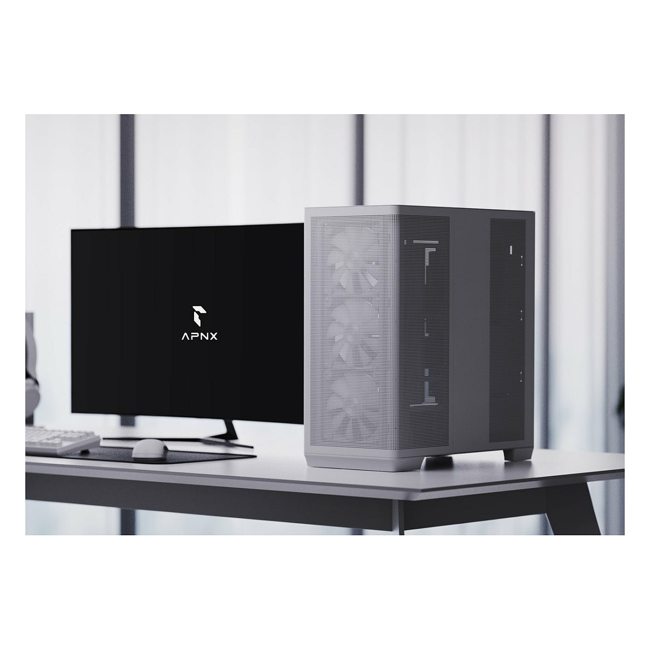 Kasë PC APNX C1-R / Midi Tower / ATX / 3x 120mm + 1x 120mm ARGB Fan / Tempered Glass - Bardhë - 4