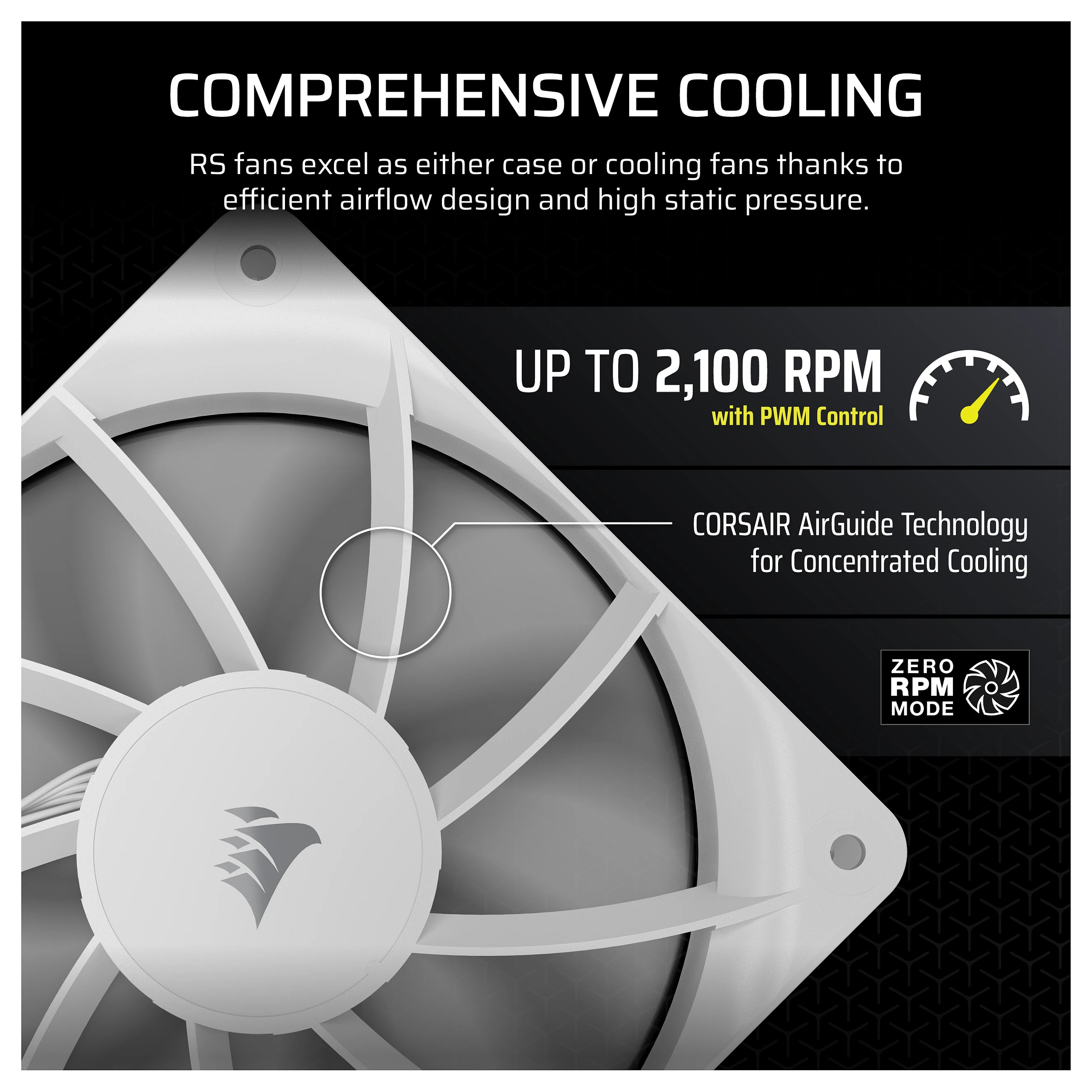 Ftohës për Kasë Corsair RS120 ARGB / 120mm / 420-2100 RPM / ARGB / PWM / 3-Pack – Bardhë - 9
