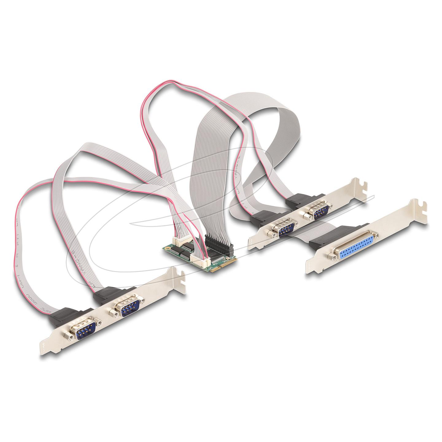 Kartë Zgjerimi Mini PCI Express Delock 95279 / Mini PCIe Full Size / 4x RS-232 DB9 + 1x Parallel DB25 / 460.8Kbps / WCH382L - 3
