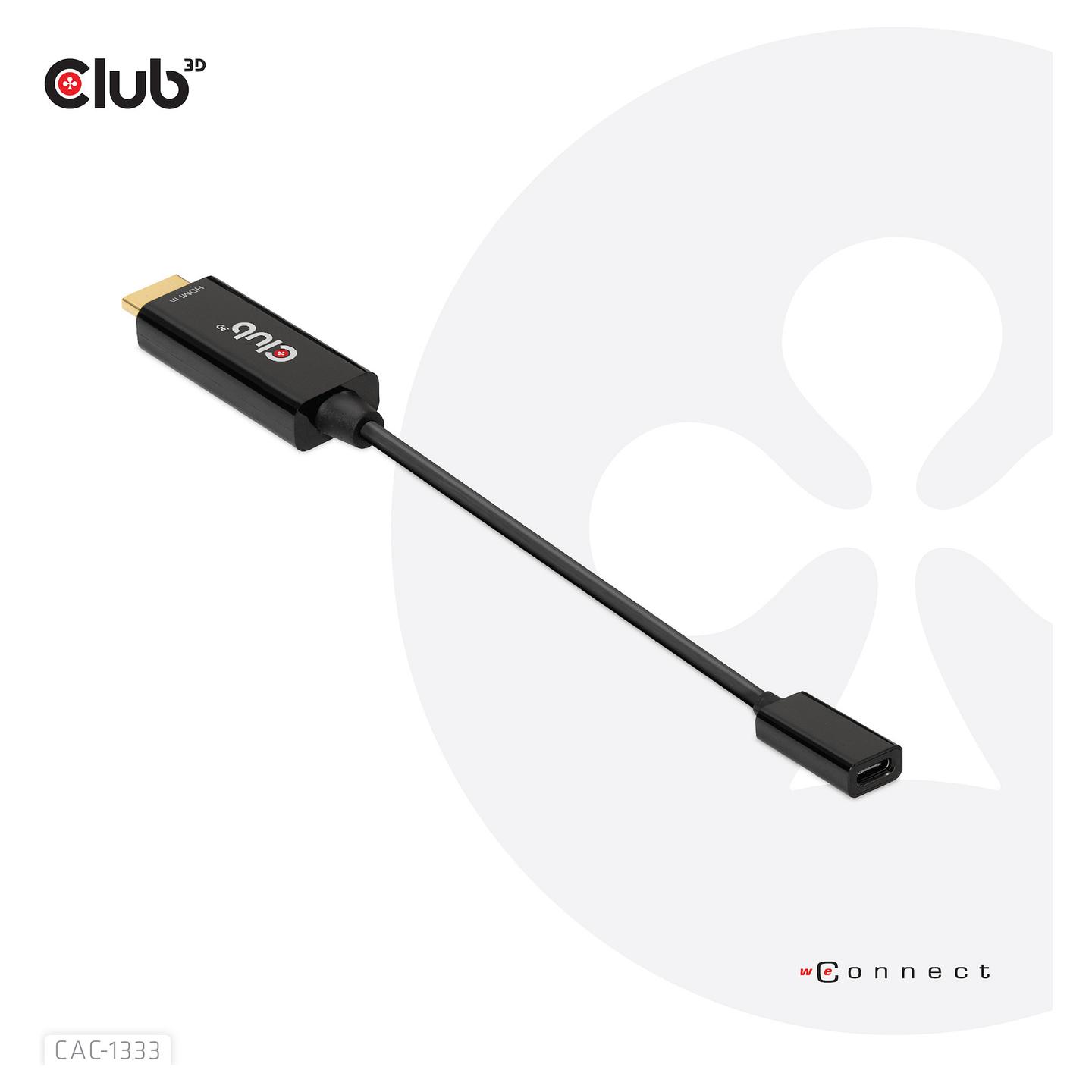 Adapter HDMI në USB-C CLUB3D CAC-1333 / HDMI në USB-C / 0.22m / HDMI 2.0 / 4K 60Hz / Aktiv - Zezë - 5