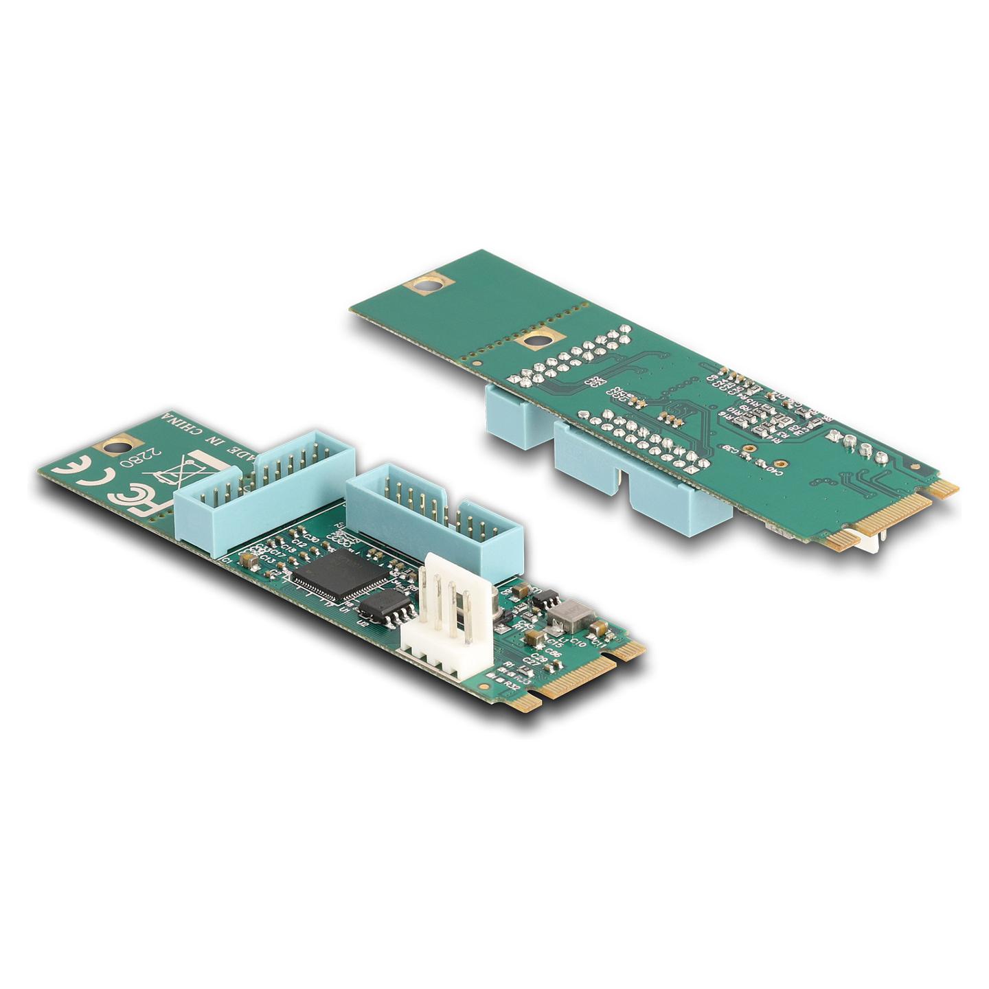 Kartelë Zgjerimi USB DeLOCK 61066, M.2 Key B+M, 4x USB Type-A, 5 Gbps, PCIe, Kabllo 50 cm - 2