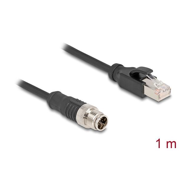 Kabllo për Rrjet DeLOCK 80866, M12 X-coded 8-pin mashkull në RJ45 mashkull, Cat.5e, S/FTP, 1 m - Zezë - 3