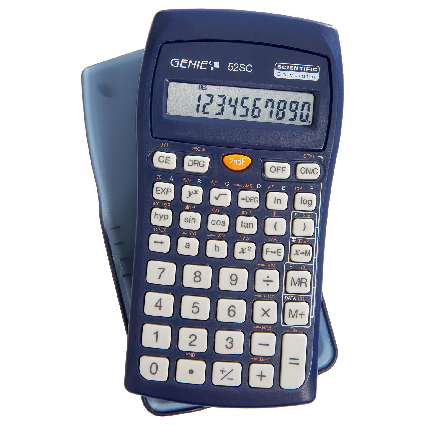 Kalkulator Shkencor Genie 52 SC, 136 Funksione, Ekran LCD me 10 Shifra, Me Kapak Mbrojtës – Blu e Errët