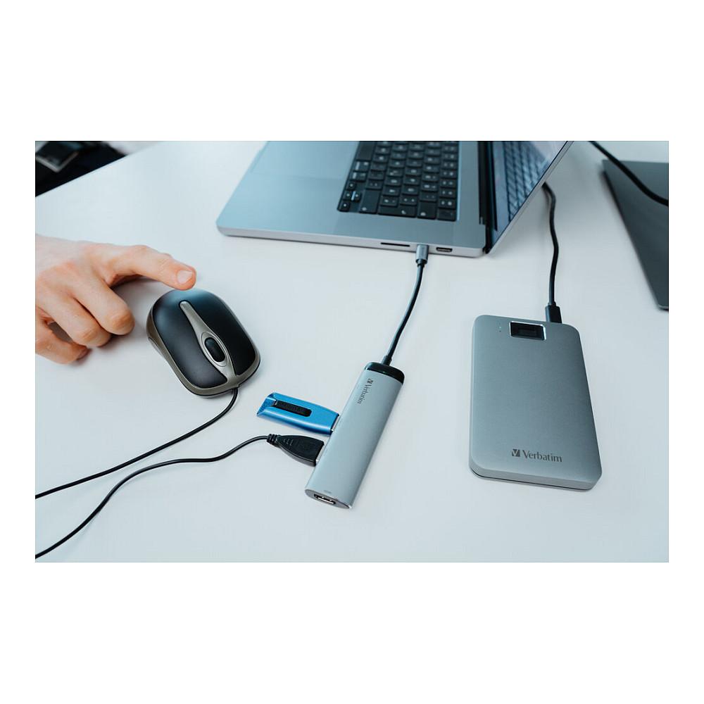 Maus me Kabllo Verbatim Desktop Optical, 1000DPI, 3 Butona, USB - Zezë/Argjend - 6