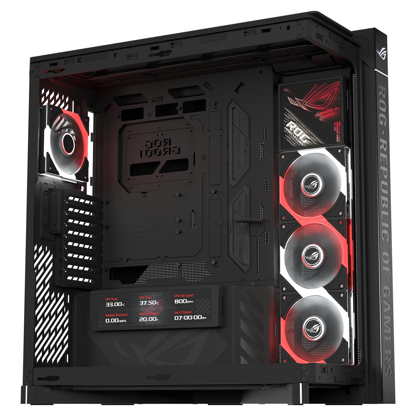 Kasë ASUS ROG CRONOX GR801 CURVE TG ARGB / Big-Tower / Xham i Temperuar / 4x120mm ARGB / EATX – Zezë - 9