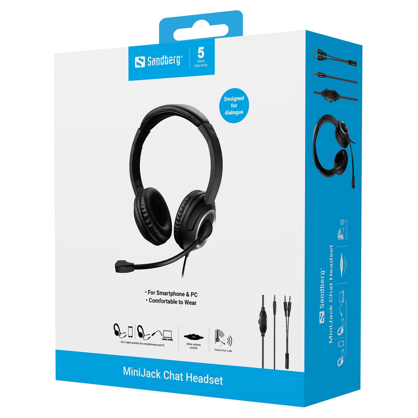 Kufje me kabllo Sandberg MiniJack Chat Headset 126-15 / 3.5mm / 40mm / 20-20000Hz / Mikrofon / 1.8m - Zezë - 5