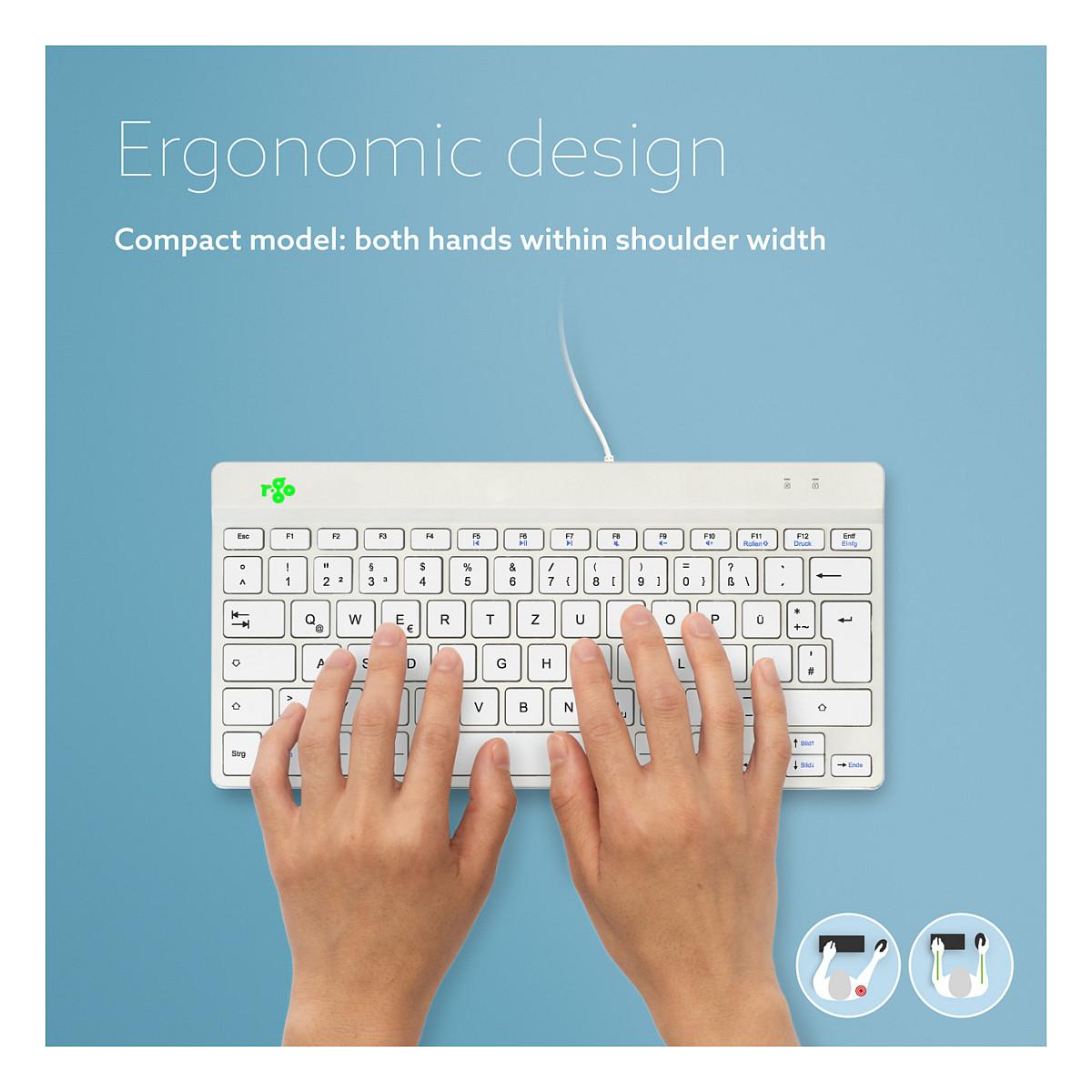 Tastierë me kabllo R-Go Tools R-Go Compact Break / QWERTZ / Scissor / USB / Mini - Bardhë - 8