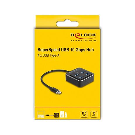 Hub USB DeLOCK 64191 / USB 3.2 Gen 2 / 4x USB-A / 10 Gbit/s / USB-C / 19 cm - Zezë - 3