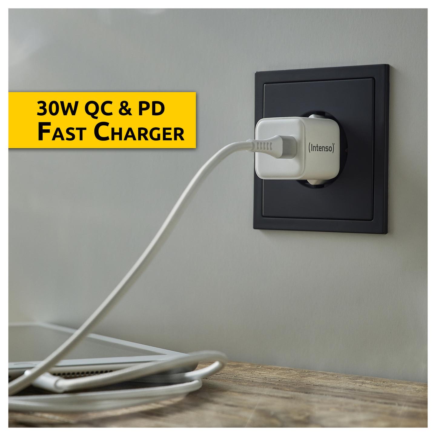 Adapter Intenso W30C GaN / USB-C / 30W / PD 3.0 / PPS / QC 4.0 - Bardhë - 6