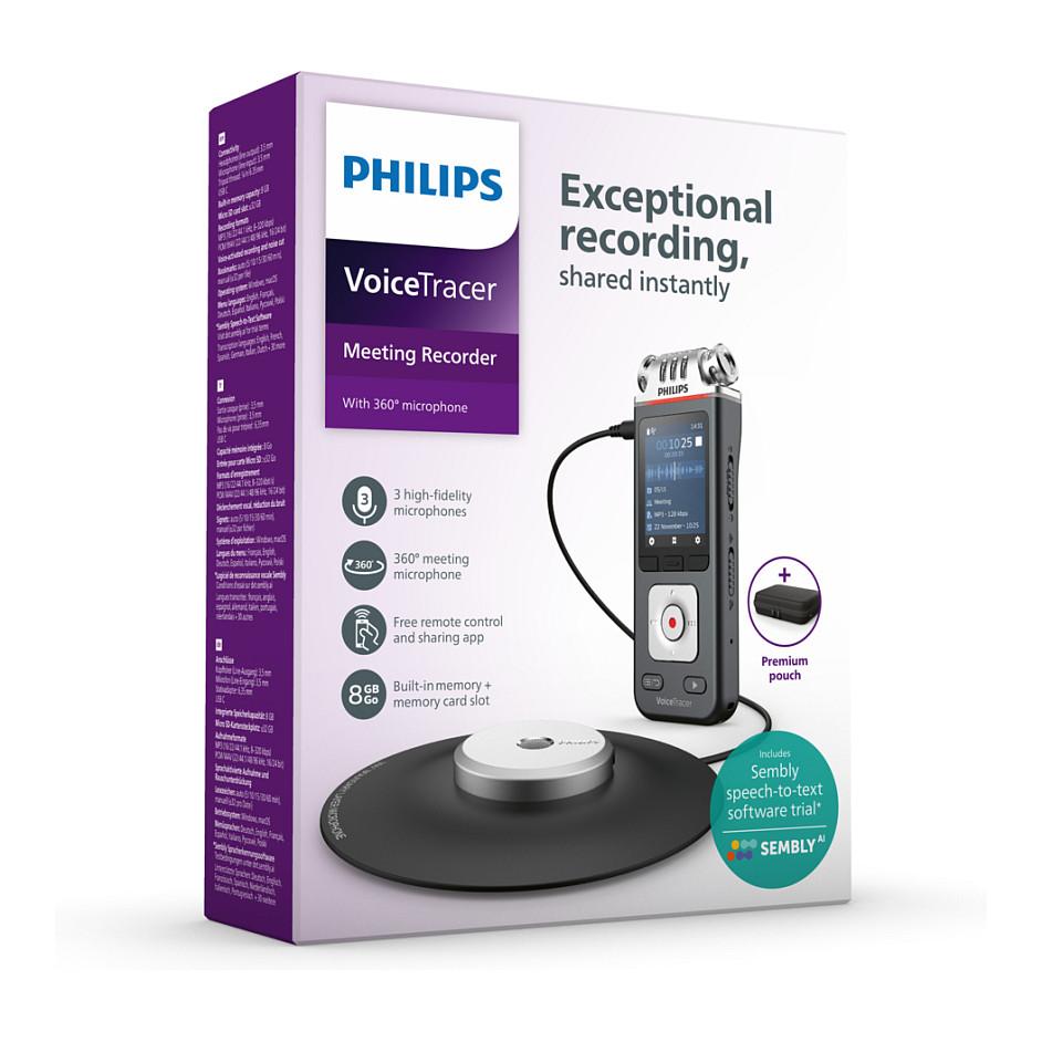 Diktafon Digjital Philips VoiceTracer DVT8115, 8GB, Ekran LCD 2", Wi-Fi, Mikrofon Konferencash 360°, USB-C - Hiri - 9