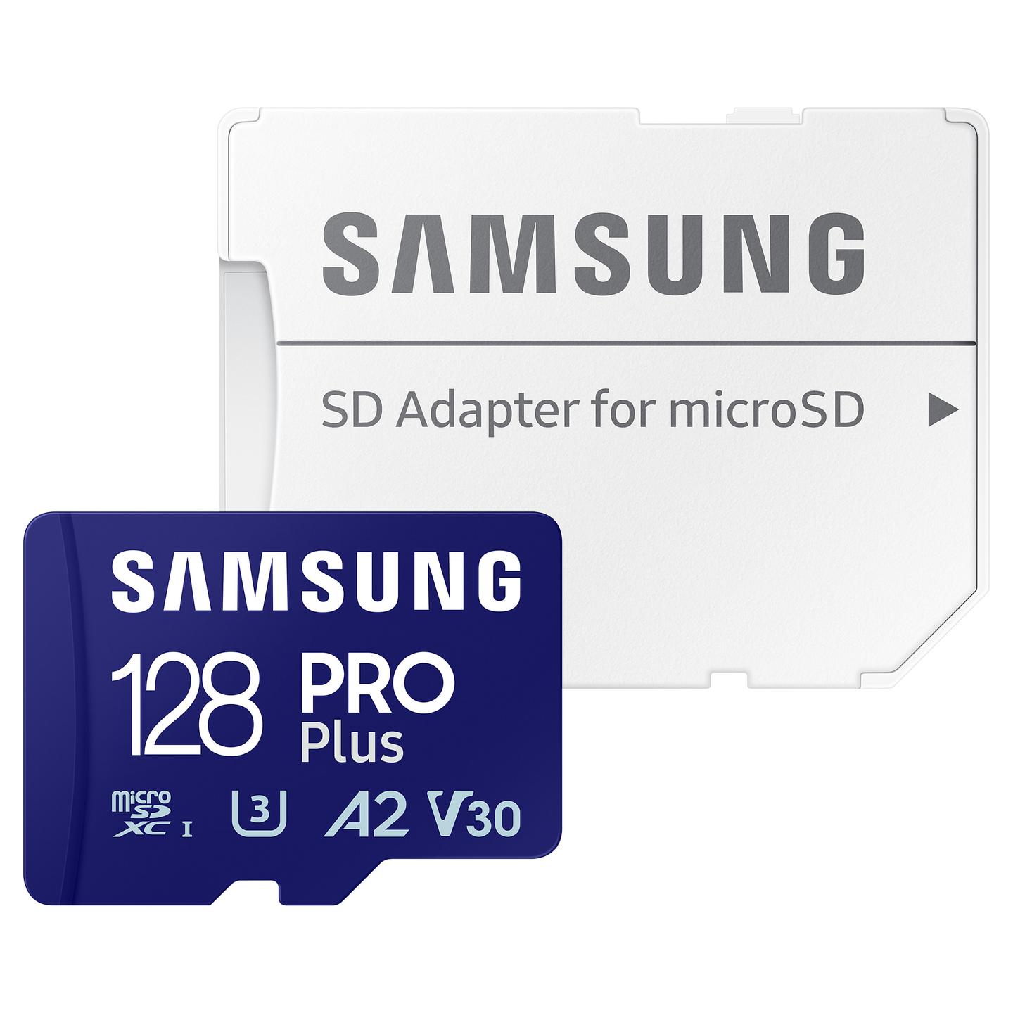 Kartë Memorie Samsung PRO Plus / 128GB / microSDXC / UHS-I / U3 / V30 / A2 / Class 10 / 180MB/s Lexim / 130MB/s Shkrim / me Adapter SD - Blu e errët - 4