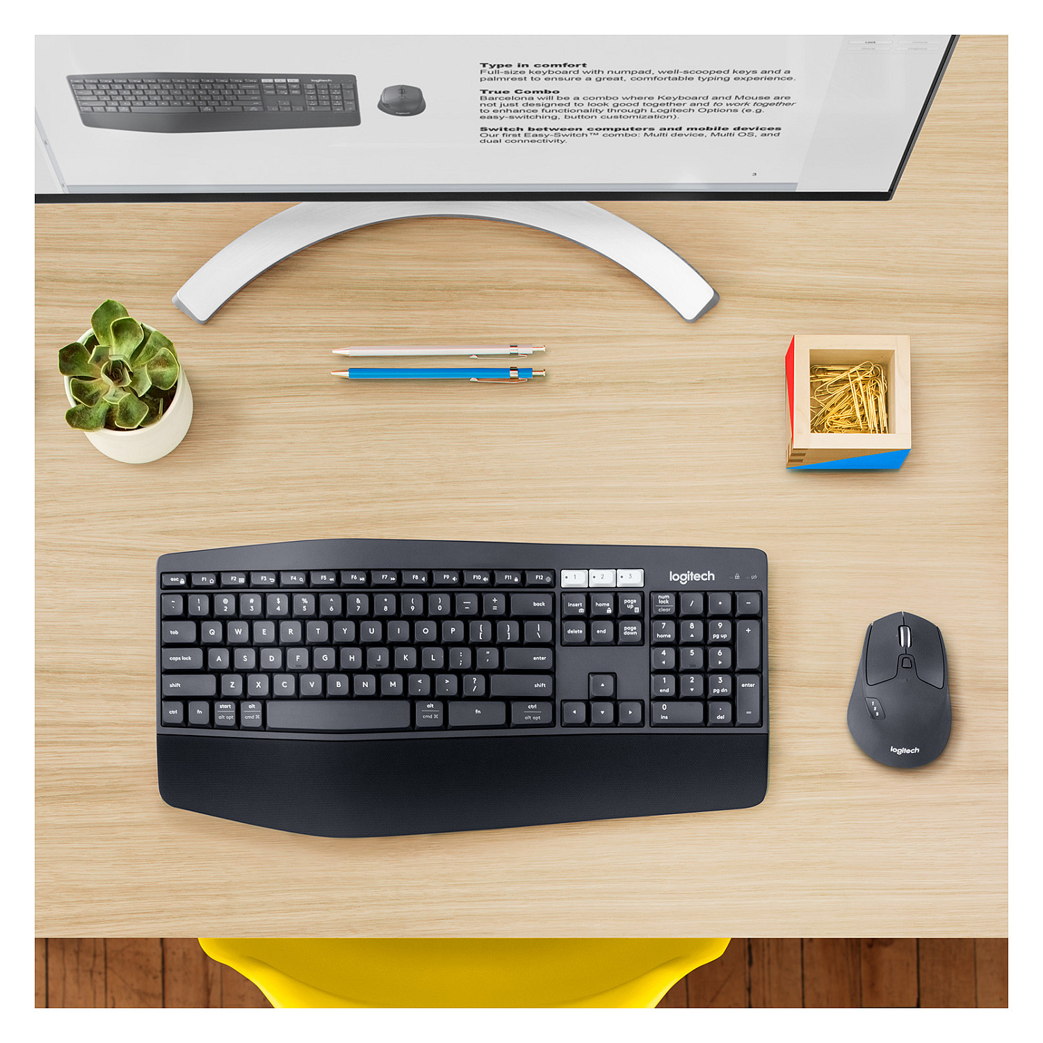 Combo (TastierĂ«&Maus) Logitech MK850 Performance Wireless Combo / Bluetooth + USB Unifying / 101 Taste / 8 Butona / Advanced Optical Tracking â ZezĂ« - 19