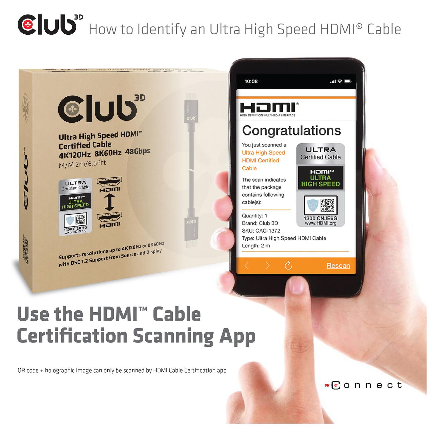 Kabllo HDMI Club 3D CAC-1372 / HDMI në HDMI / 2m / HDMI 2.1 / 8K 60Hz / 4K 120Hz - Zezë - 14