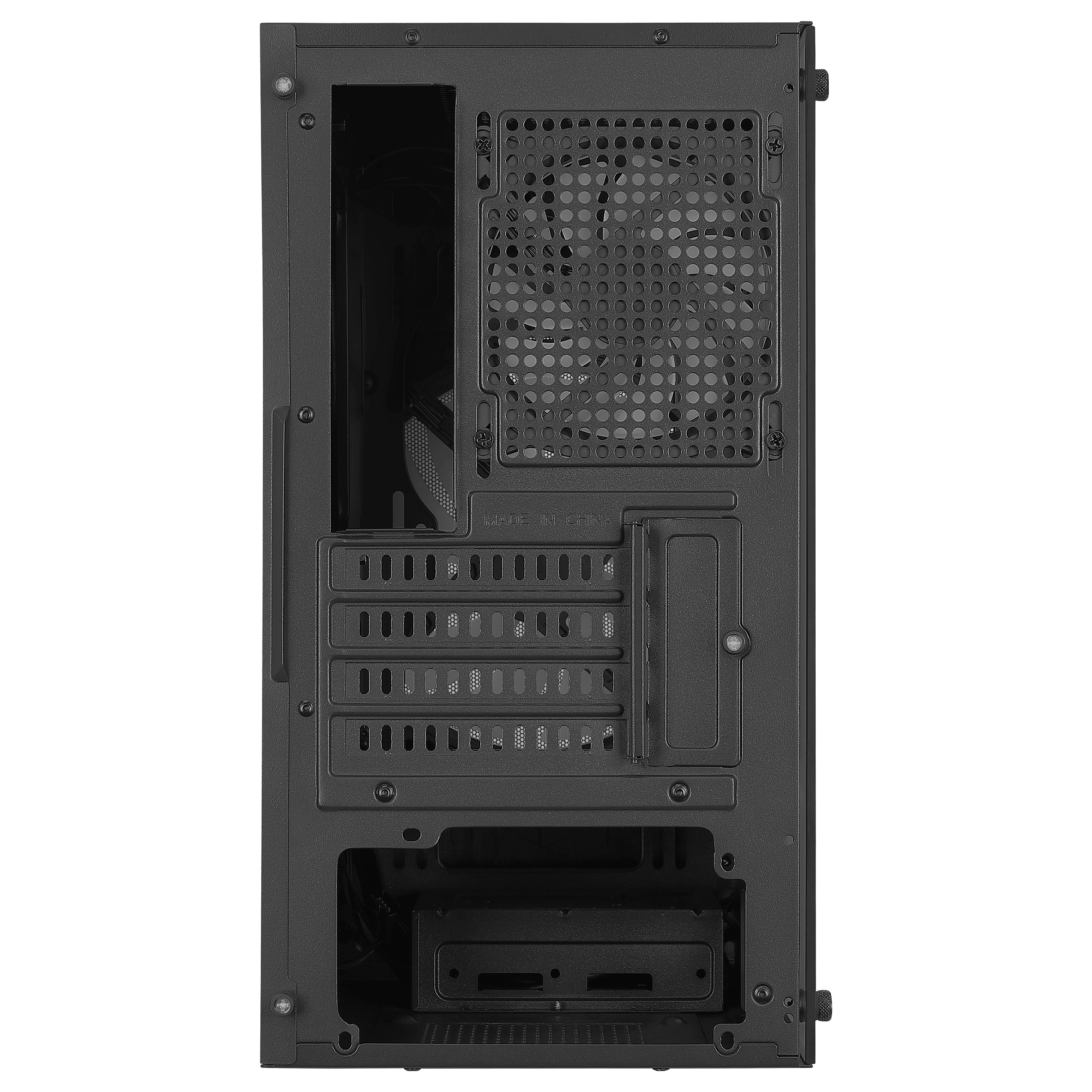 Kasë PC Aerocool Atomic Lite / Mini Tower / Micro-ATX + Mini-ITX / 1x 180mm + 1x 120mm Fan / Tempered Glass - Zezë - 11