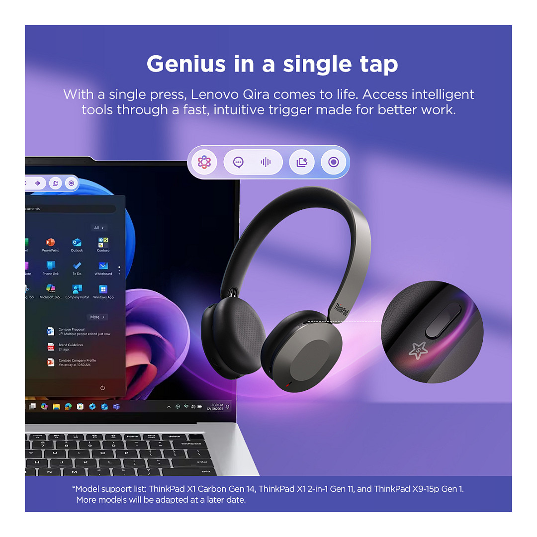 Kufje pa kabllo Lenovo ThinkPad 8550 / Bluetooth 5.3 / ANC / USB-A - Hiri - 26