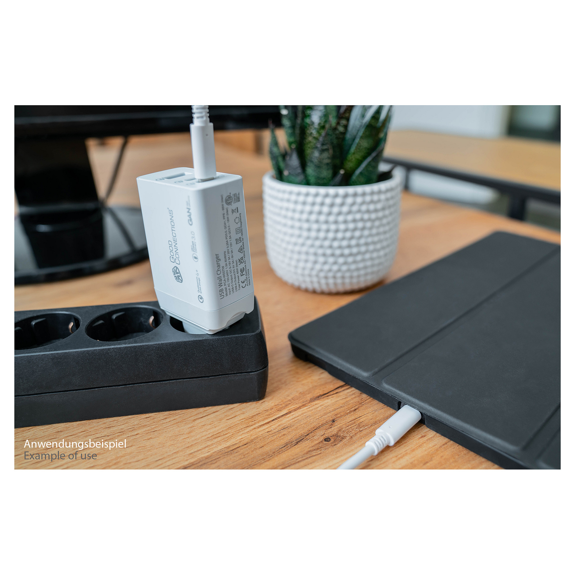 Adapter USB-C Good Connections / 65W / GaN / 2x USB-C + 1x USB-A / PD 3.0 / QC 4+ – Bardhë - 6