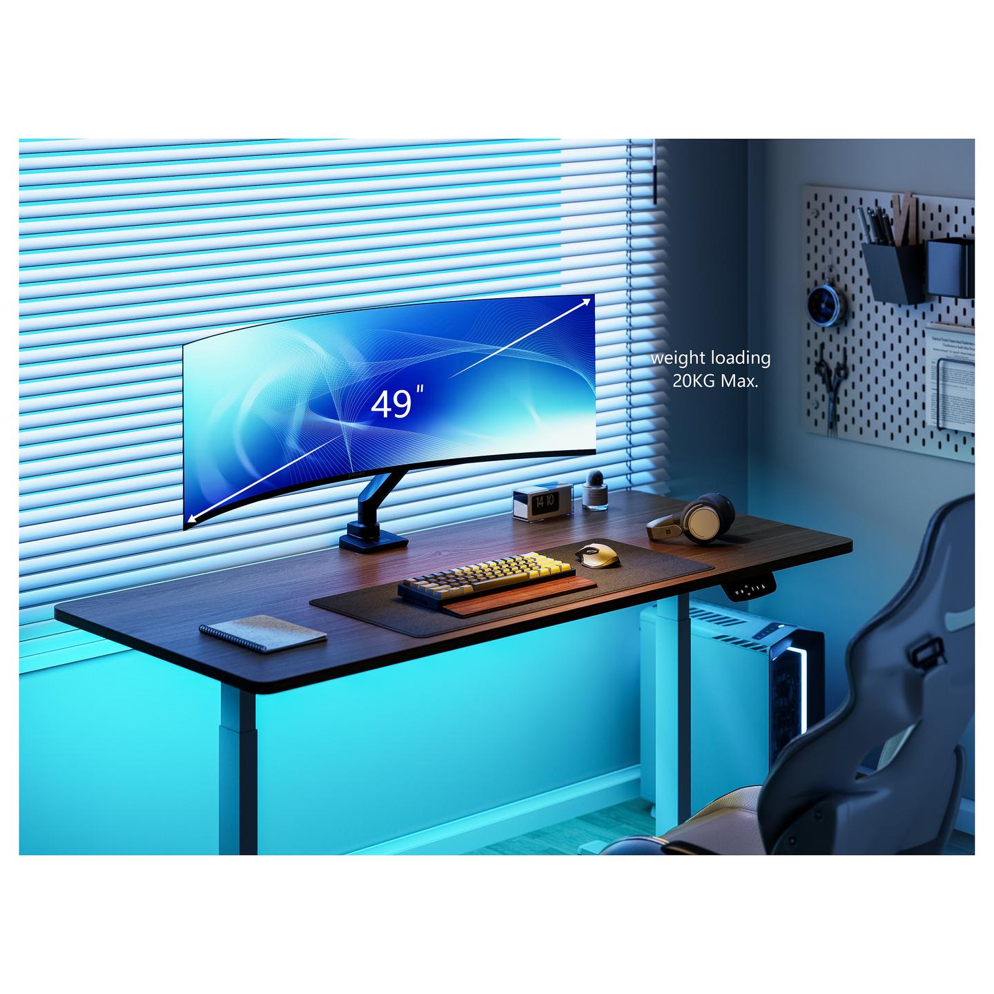 Mbajtëse për Monitor Equip 650180 / 1 Monitor / 17"-49" / 20kg / Gas Spring / Clamp-Grommet / Tilt -20° deri +50° / Swivel ±90° - Zezë - 10