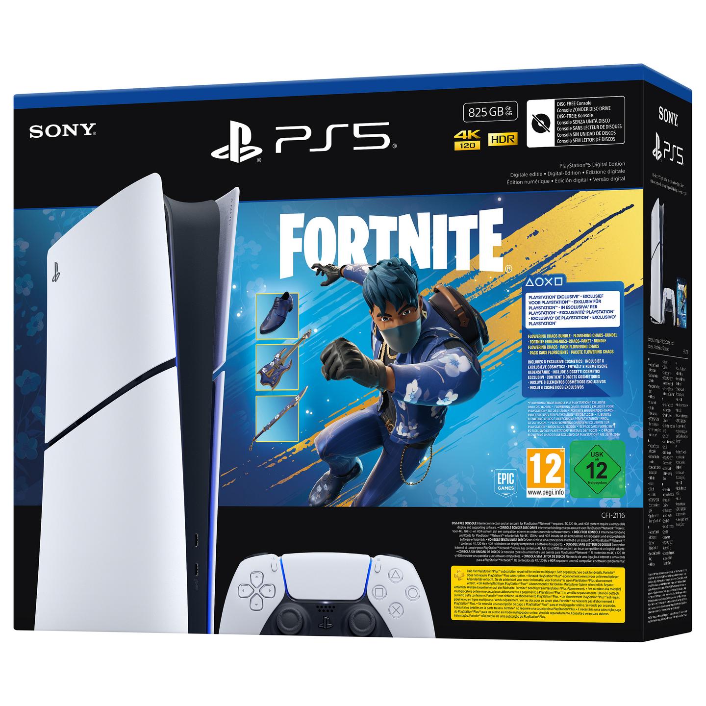 Konsolë Sony PlayStation 5 Slim Digital Edition, 825GB SSD, Fortnite Flowering Chaos Bundle - 5