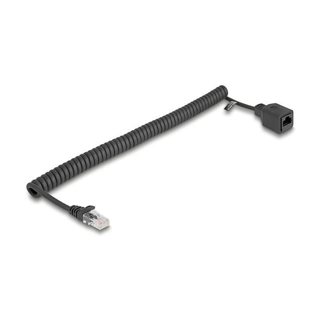 Kabllo për Rrjet DeLOCK 90672, RJ45 mashkull në RJ45 femër, Cat.5e UTP, spirale, 1–3 m - Zezë
