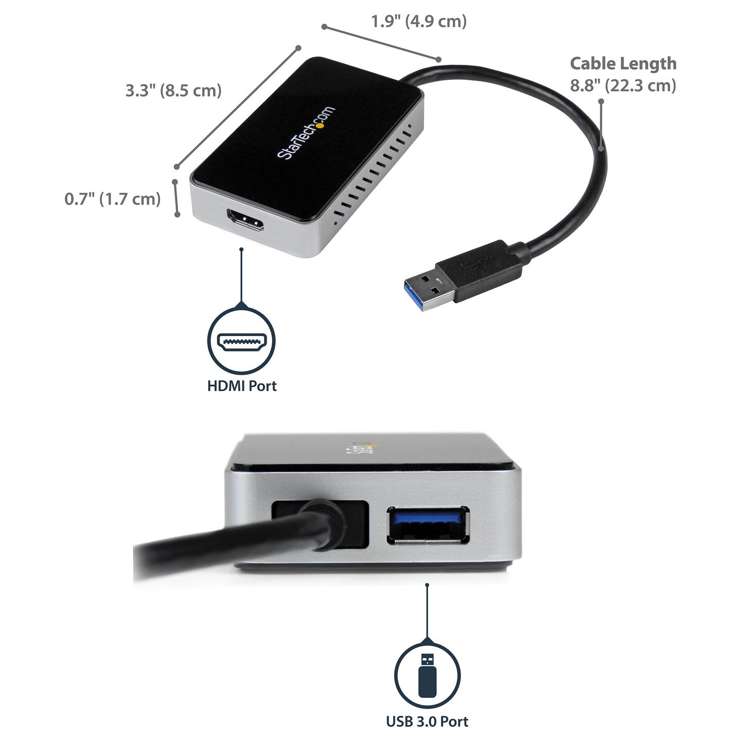 Adapter USB në HDMI StarTech.com USB32HDEH, HDMI 1080p, USB-A 5Gbps - Zezë - 7