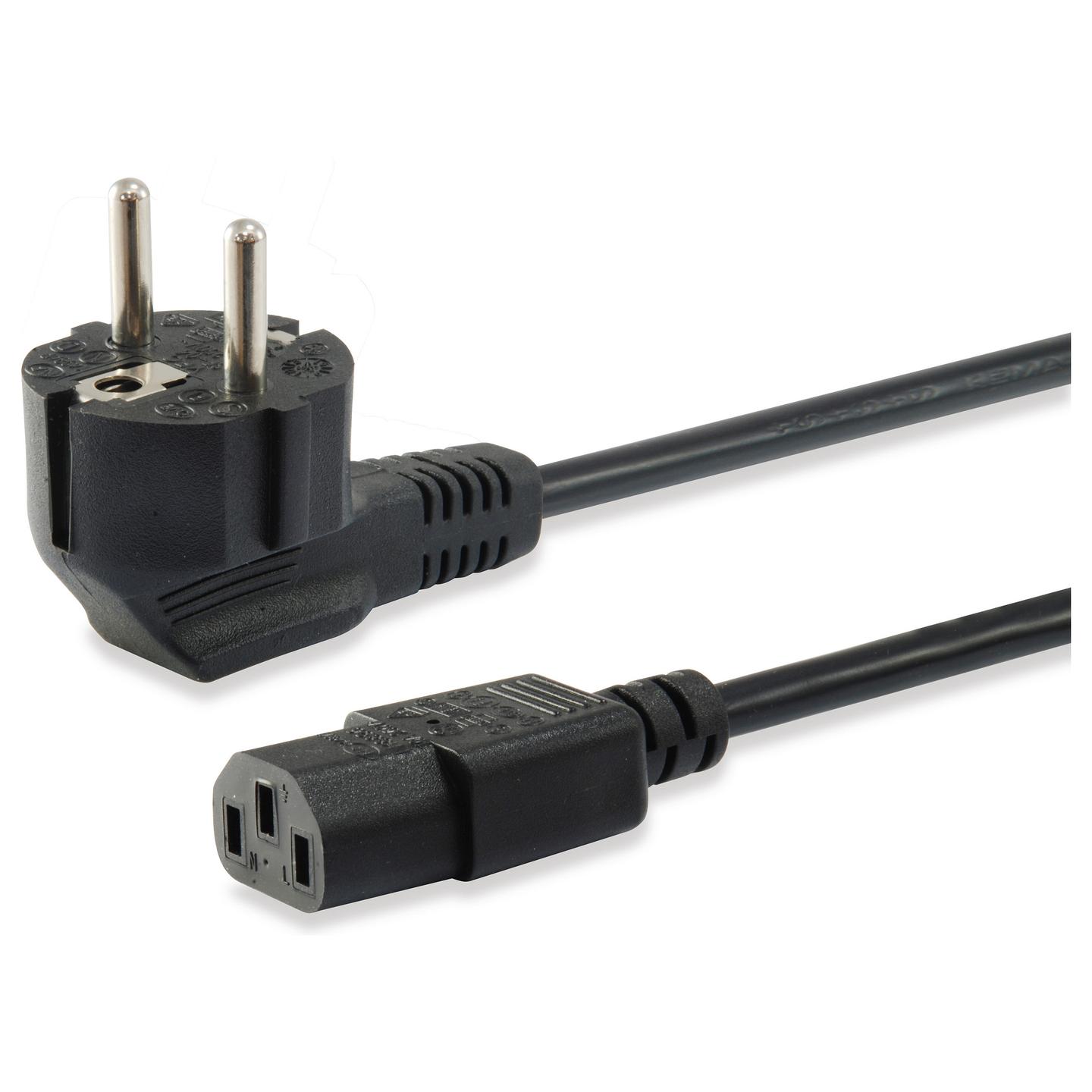 Kabllo për Furnizim me Energji Equip 112121 / CEE7/7 - C13 / H05VV-F3G 3 x 1.0 mm² / 250 V / 10 A / 2500 W / 3 m - Zezë