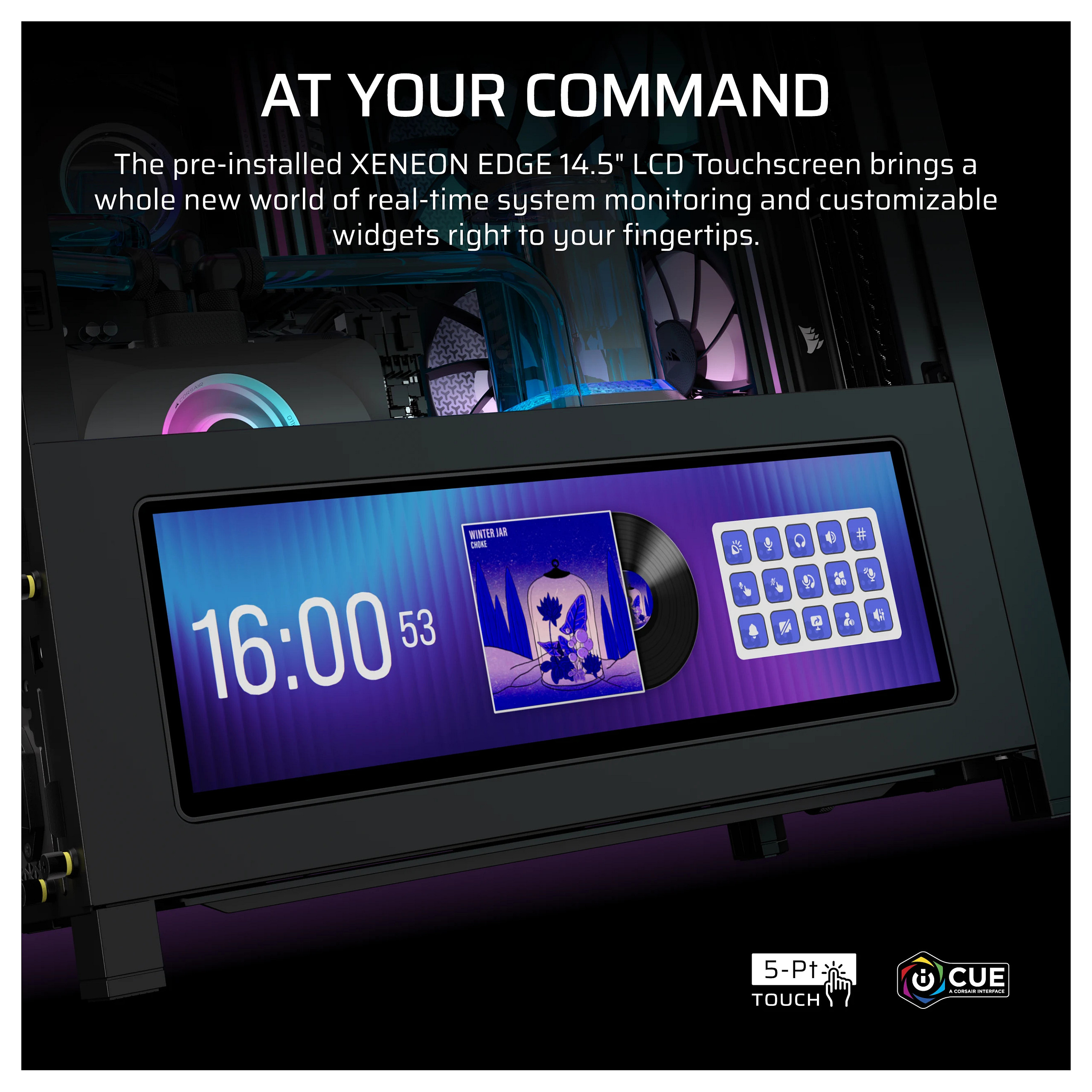 Kasë PC Corsair FRAME 4000D LCD RS ARGB / Midi Tower / E-ATX + ATX / 3x 120mm + 1x 120mm RS120 ARGB Fan / 14.5" LCD / Tempered Glass - Zezë - 4