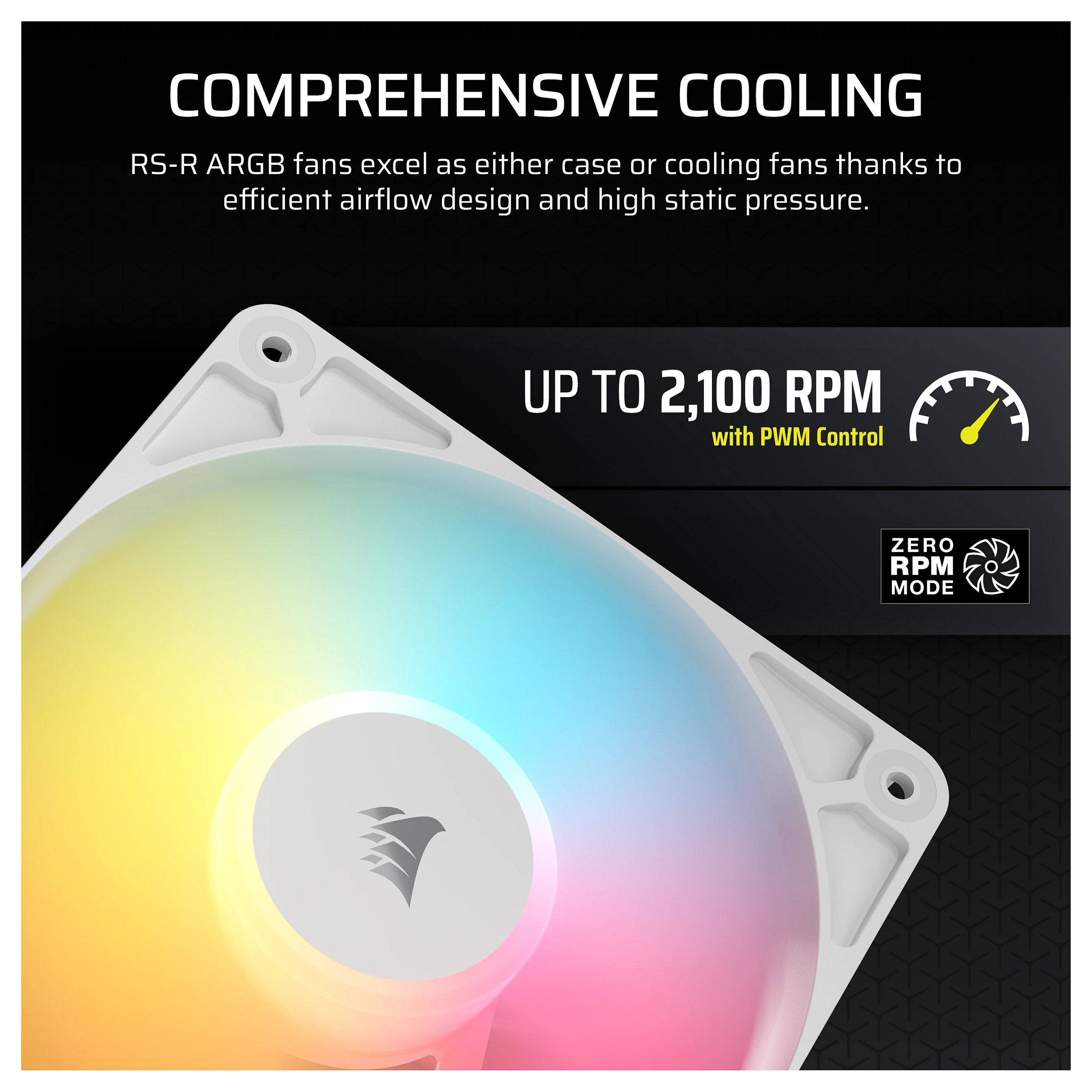 Ftohës për Kasë Corsair RS120-R ARGB / 120mm / 420-2100 RPM / ARGB / PWM / 3-Pack / Reverse – Bardhë - 9