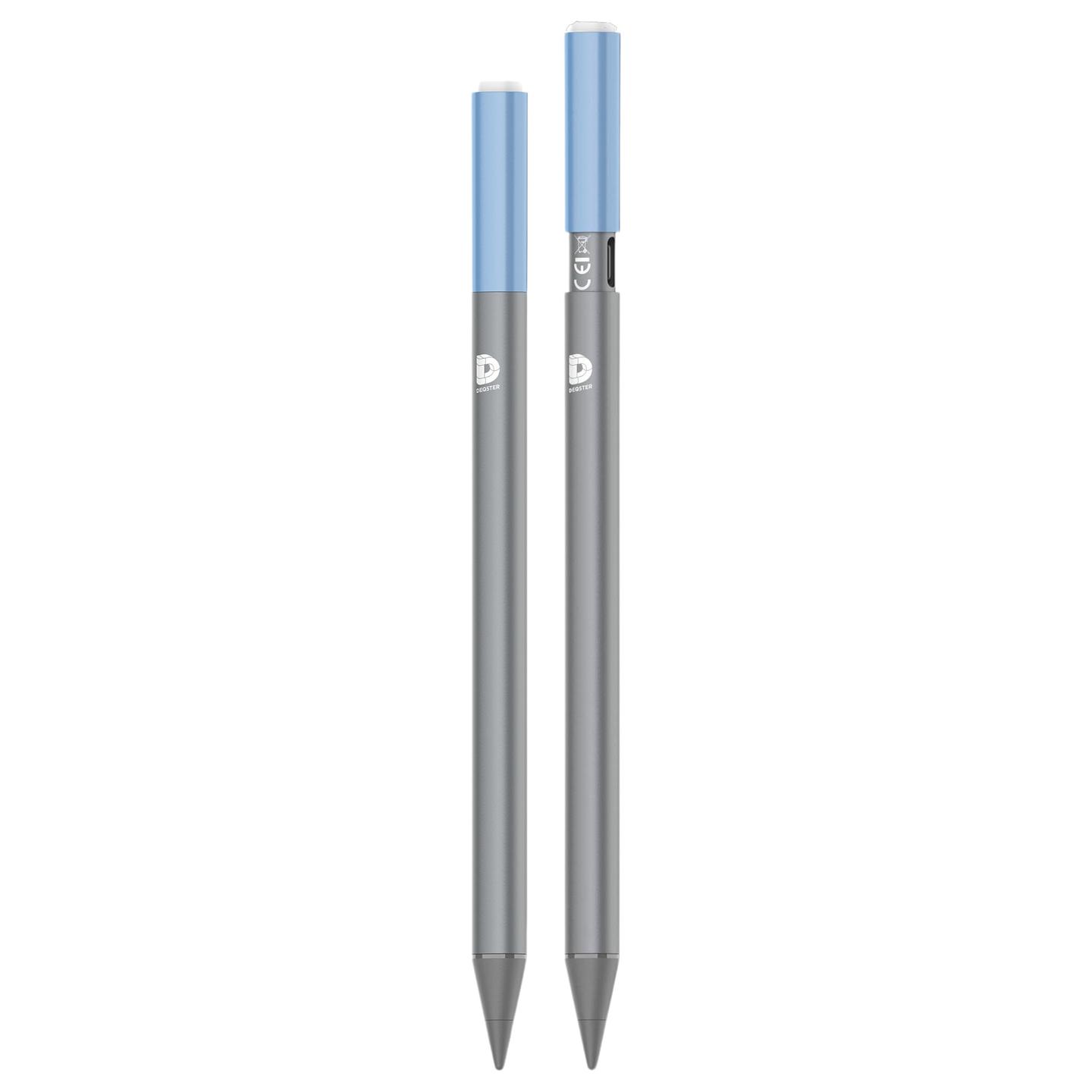 Aksesorë për Tablet DEQSTER Pencil 2 / Për iPad / Palm Rejection / Tilt Function / USB-C / 10.5 Orë – Gri/Blu - 2
